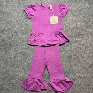 KATE QUINN Violet Orchid Smocked Ruffle Top and Pant Set 18-24 Months NWT